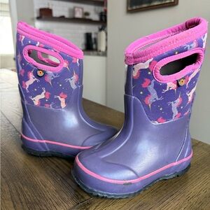 Bogs Purple and Pink Kids Boots with Unicorn Design